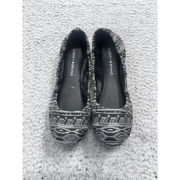 Lucky Brand Shoes - Lucky Brand Ballet Flats Womens 9.5 Emma Black Aztec Print Stretch